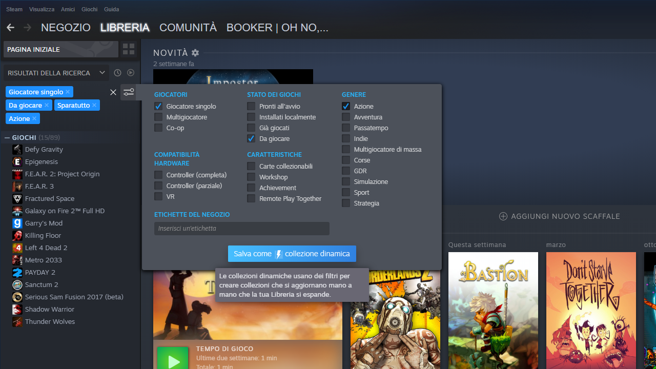 Filtri di Steam