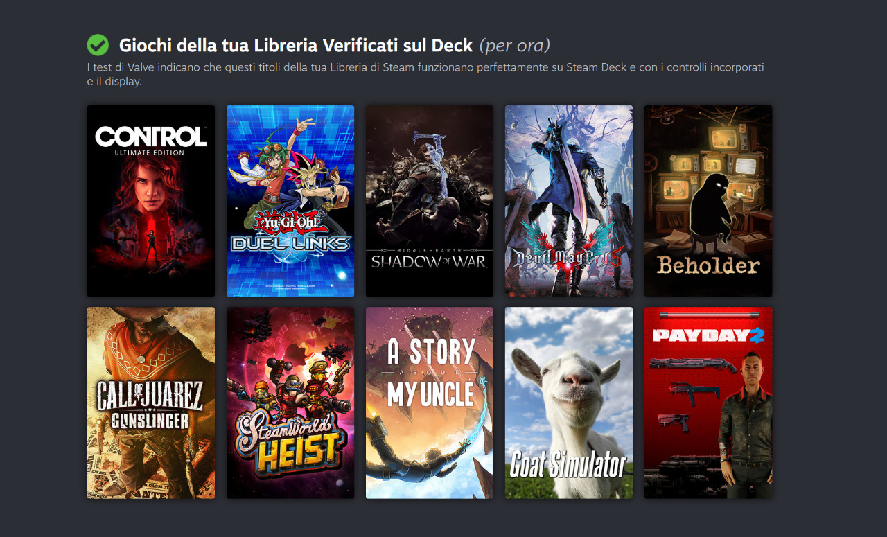 Steam Deck giochi compatibili